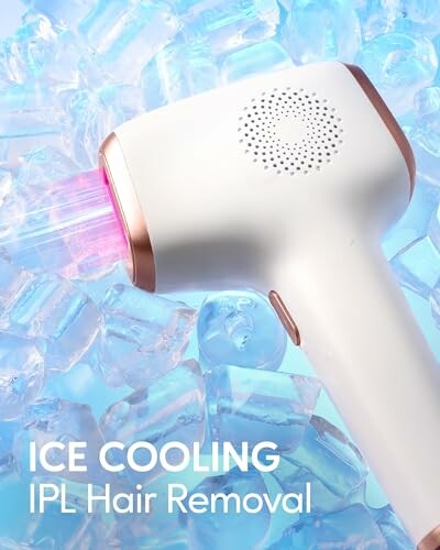 IPL hair removal device on ice cubes