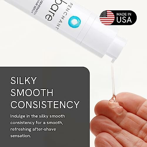 Hand applying silky smooth aftershave lotion, made in USA.